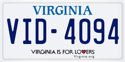 VA license plate VID4094