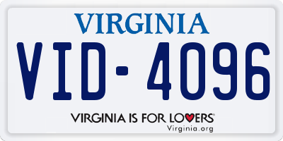 VA license plate VID4096