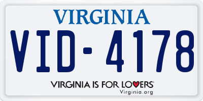 VA license plate VID4178