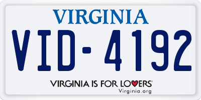 VA license plate VID4192