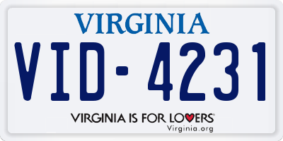 VA license plate VID4231