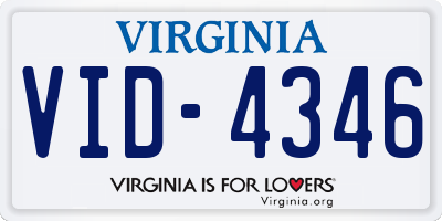 VA license plate VID4346
