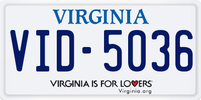 VA license plate VID5036