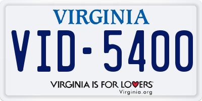 VA license plate VID5400