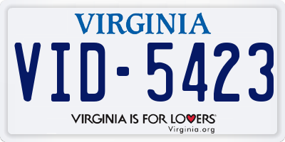 VA license plate VID5423