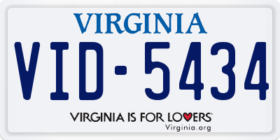 VA license plate VID5434
