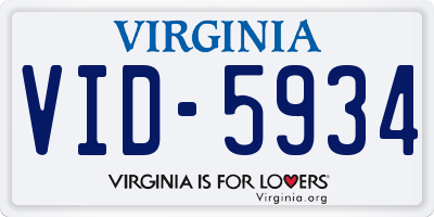VA license plate VID5934