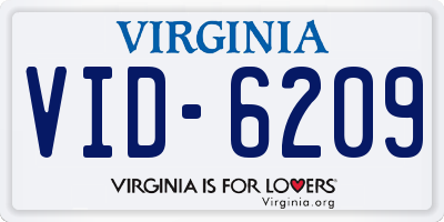 VA license plate VID6209