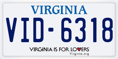 VA license plate VID6318