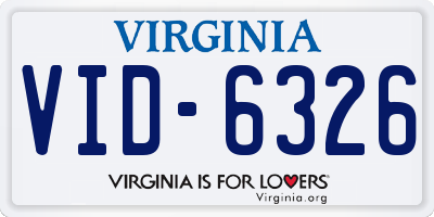 VA license plate VID6326