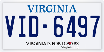 VA license plate VID6497