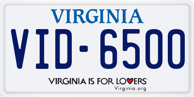 VA license plate VID6500