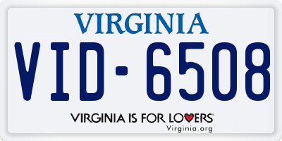 VA license plate VID6508