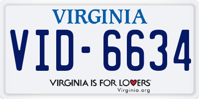 VA license plate VID6634