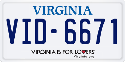 VA license plate VID6671