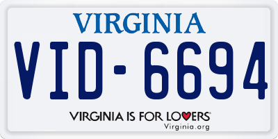 VA license plate VID6694