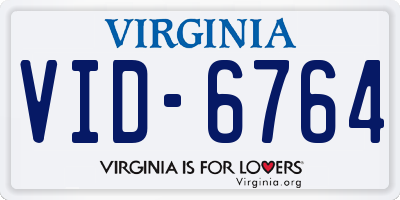VA license plate VID6764