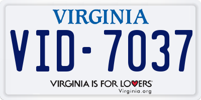 VA license plate VID7037