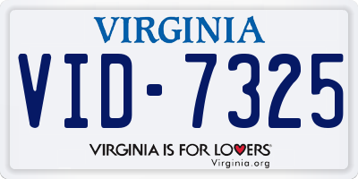 VA license plate VID7325