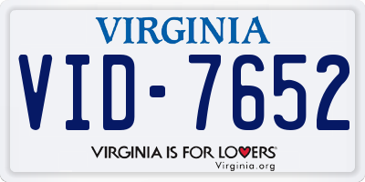 VA license plate VID7652