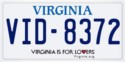 VA license plate VID8372