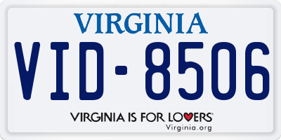 VA license plate VID8506