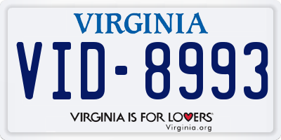 VA license plate VID8993