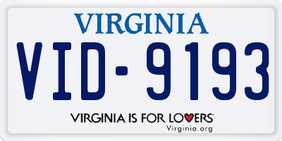 VA license plate VID9193