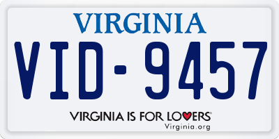 VA license plate VID9457