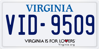 VA license plate VID9509