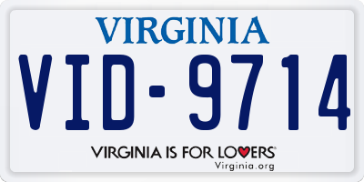 VA license plate VID9714