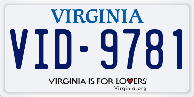 VA license plate VID9781