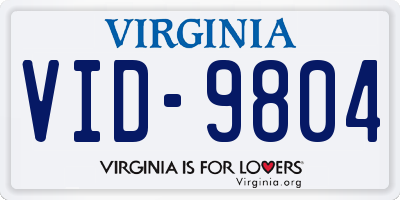 VA license plate VID9804