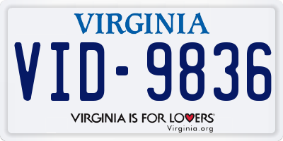VA license plate VID9836