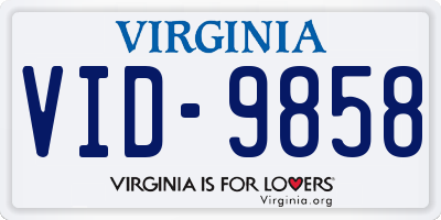 VA license plate VID9858
