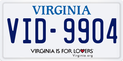 VA license plate VID9904