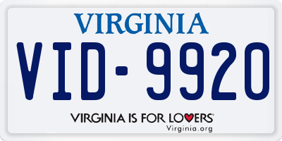 VA license plate VID9920