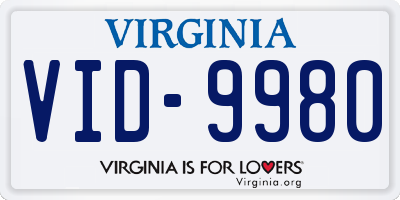 VA license plate VID9980