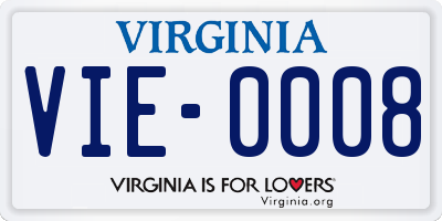 VA license plate VIE0008