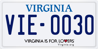 VA license plate VIE0030