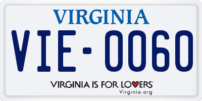 VA license plate VIE0060