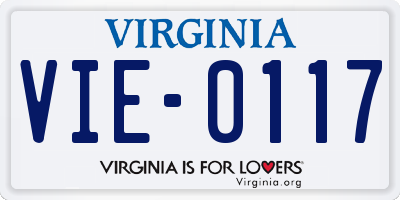 VA license plate VIE0117