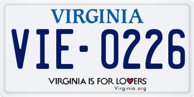 VA license plate VIE0226