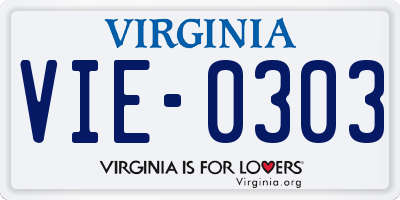 VA license plate VIE0303