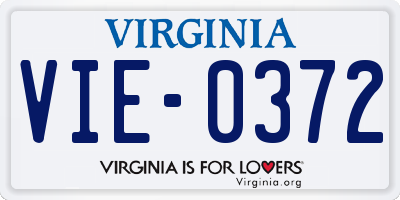 VA license plate VIE0372