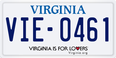 VA license plate VIE0461