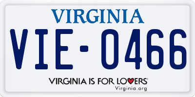VA license plate VIE0466