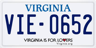 VA license plate VIE0652