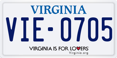 VA license plate VIE0705