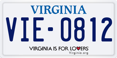 VA license plate VIE0812